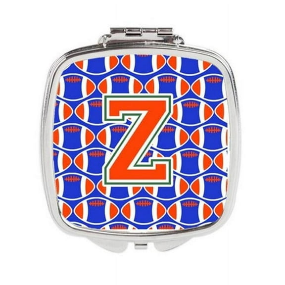 Carolines Treasures  Letter Z Football Green - Blue & Orange Compact Mirror