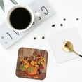 thumbnail image 5 of Kll Square Drink Coasters Set Of 4,Pu Leather Absorbent Coasters Set Decorative Coffee Cup Coasters Housewarming Gift For Home Decor-Autumn Bouquet Pumpkin For Thanksgiving, 5 of 9
