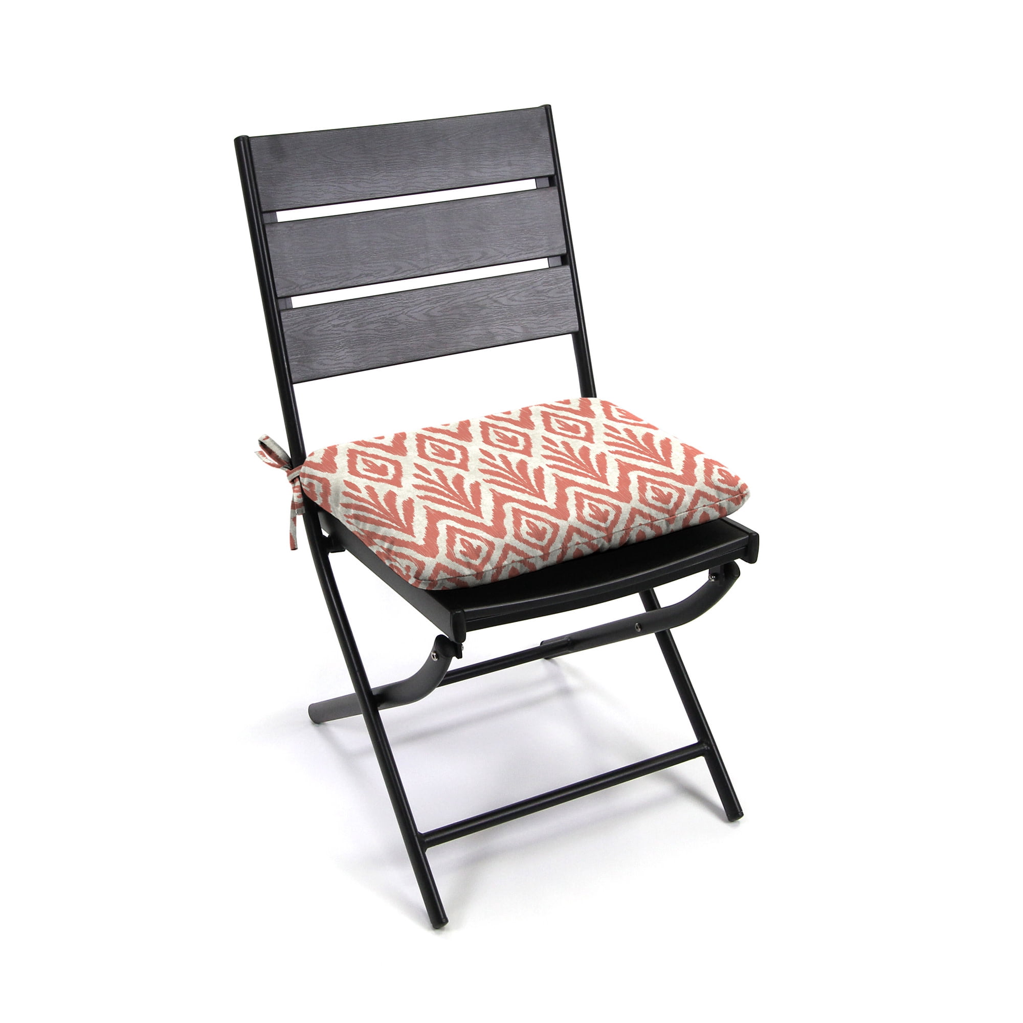 Jordan Manufacturing 16" x 16" Tinker Suntan Coral Ikat Square Outdoor Chair Pad Seat Cushion with Ties (2 Pack)