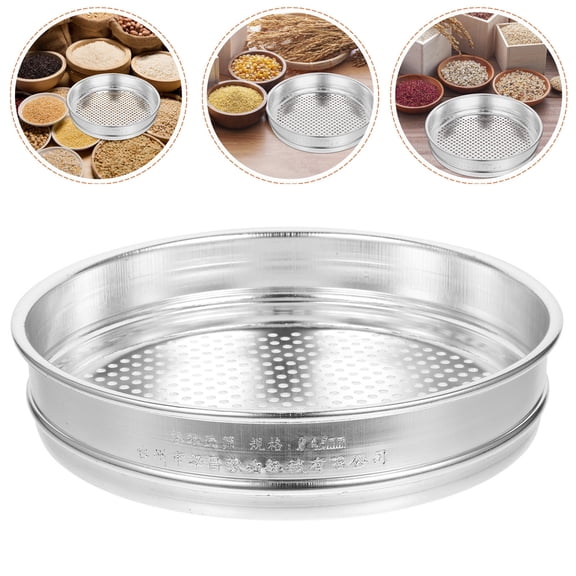 AURARMLET Round Metal Sieve Kitchen Gadget with Stainless Steel Mesh Screen for Grain Inspection