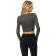 thumbnail image 7 of Made by Olivia Women's Solid Long Sleeve Round Neck Crop T Shirt Top, 7 of 7