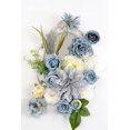 thumbnail image 5 of Piklado Caja Combinada De Flores Artificiales, Juego De Flores Artificiales, Hojas Sueltas Y Tallos, Ramo De Centro De Boda, Novia, Boda, Baby Shower (Gris Blanco Azul), 5 of 5
