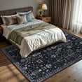 thumbnail image 3 of GLN Rugs Sumer - Indoor, Machine Washable Area Rug 6'x9' Moroccon Black Home Carpet, 3 of 9