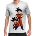 thumbnail image 3 of Blusa médica con cuello en V y estampado de Son Goku de Dragon Ball, uniforme de trabajo para hombres, ropa de enfermería duradera para centros de enfermería para niños, 3 of 4