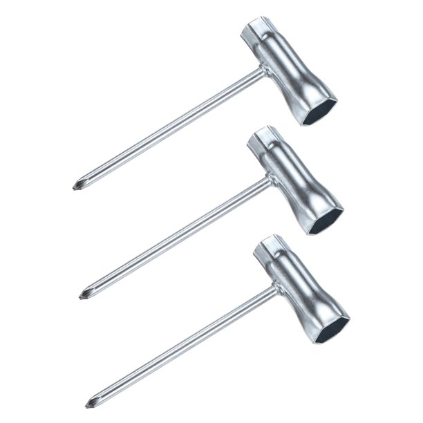 Uxcell 3-Pack Llave de Motosierra Scrench 13mm por 19mm Combinación de Destornillador y Llave de Acero 1.4mm Destornillador Torx Llave T Tono Plateado