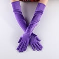 thumbnail image 2 of ERDOUY Classic Adult Size Long Opera Length Satin Gloves 21.7"（Purple）, 2 of 2