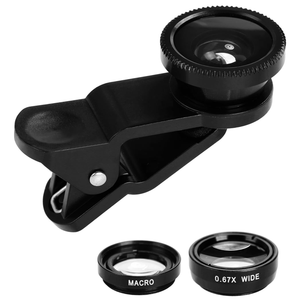 Wide Angle Lens 3-in-1 Multifunctional Phone Lens Kit Fish Lens+Macro Lens 
