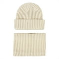 thumbnail image 2 of LYHaoo Toddler Kids Boys Girls Beaniess Hat Scarf Set Winter Warm Cute Solid Knit Cap Neck Warmer Knit Caps,Beige, 2 of 4
