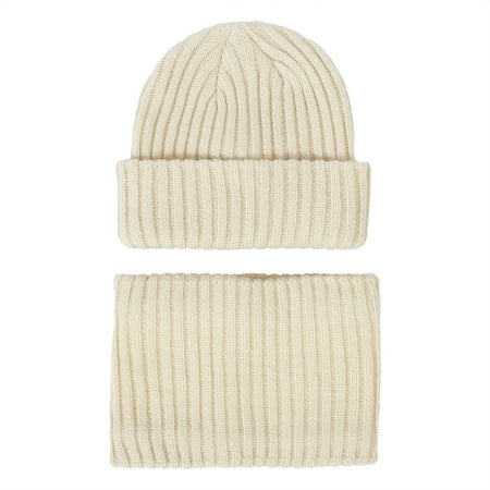 

Hat For Kids Toddler Kids Boys Girls Beaniess Hat Scarf Set Winter Warm Cute Solid Knit Cap Fleece Neck Warmer