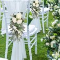 thumbnail image 7 of Taicans Wedding Artificial Aisle Pew Flowers Chair Decorations Arrangements with Artificial Flowers Eucalyptus White Sage Green for Ceremony Reception Chair Back Floral Decor,15.7Inch, 7 of 7