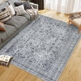 thumbnail image 2 of Area Rugs for Living Room Bedroom, Large Washable Rug, Vintage Floral Boho Non Slip Low Pile Carpet Indoor Dining Room Kids Room Grey 8 * 10 ft, 2 of 9