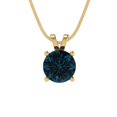 thumbnail image 2 of 1.0 ct Brilliant Round Cut Solitaire VVS1 Genuine Blue Natural London Blue Topaz Solid 14k Yellow Solid Gold Everyday Affordable Designer Necklace Pendant with 16" Solid Gold Chain by Clara Pucci, 2 of 7