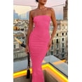 thumbnail image 2 of Vestido PRETTYGARDEN Maxi Bodycon Sin Tirantes Acanalado Rojo Rosado S, 2 of 6