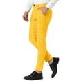 thumbnail image 4 of INSPIRE CHIC Men's Plaid Slim Fit Flat Front Dress Pants with Pockets 32 Yellow, 4 of 6