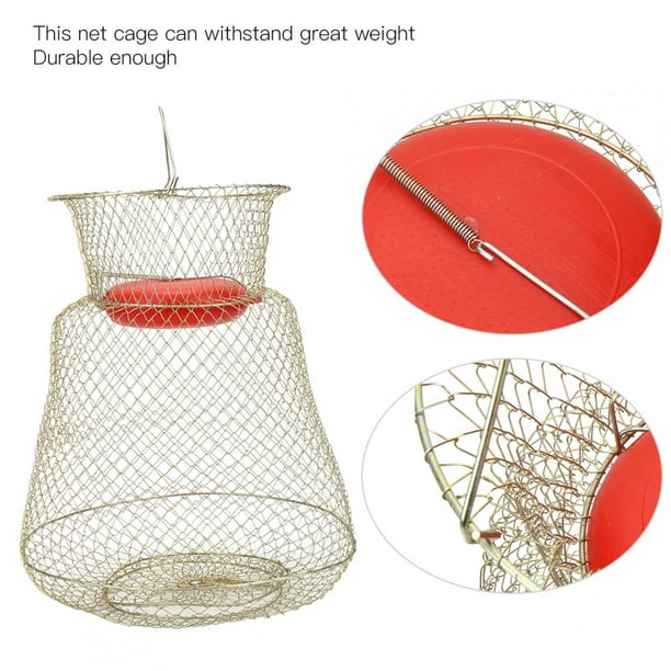 Gupbes Plastic+Stainless Steel Fishing Net Cage, Portable Fishing