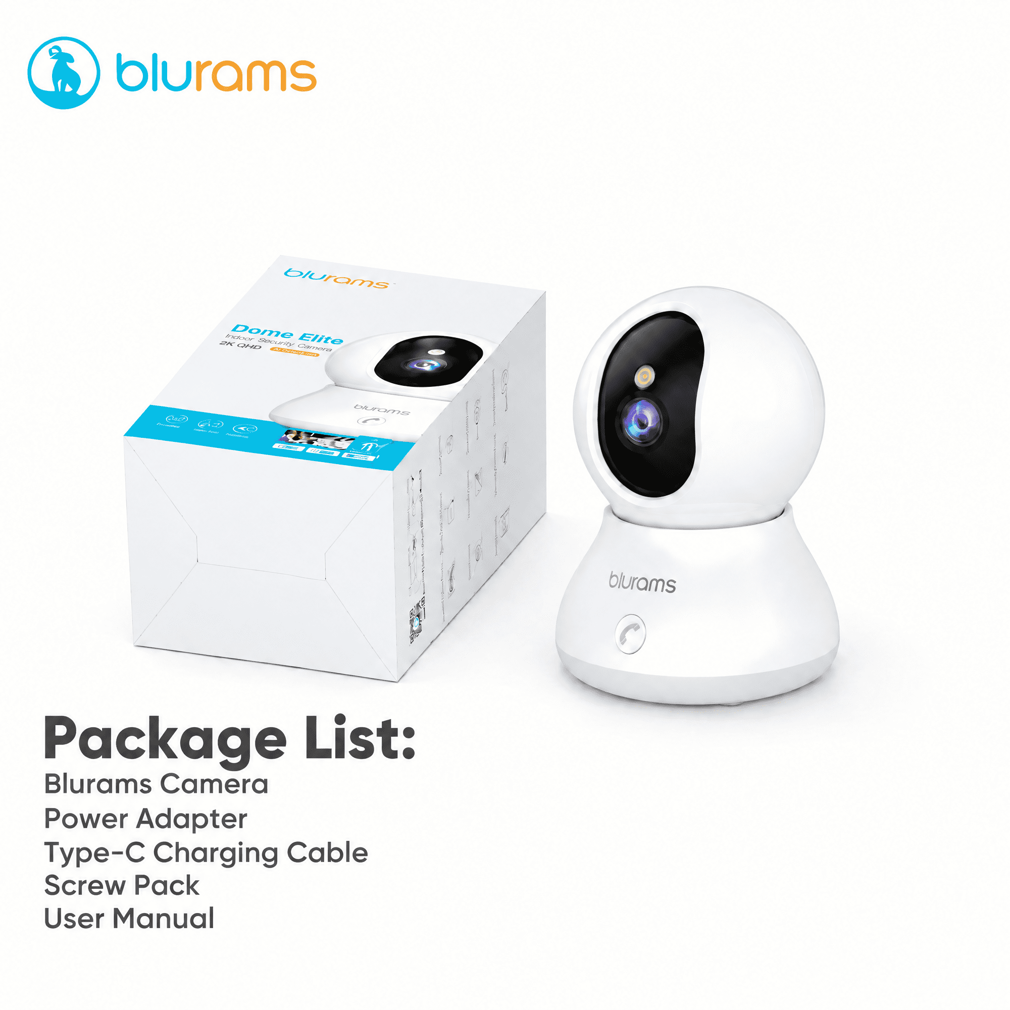 blurams 8MP Indoor PTZ Camera Works As A Baby And Pet Monitor With Phone App Access, One-Touch Call, AI Detection For Human/Pet/Motion/Sound/Cry, Dual-Band Wi-Fi 6, And Alexa Compatibility.