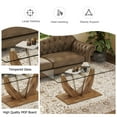 thumbnail image 5 of 43" Dining Table, Modern Minimalist Transparent Glass Coffee Table with Wood Legs and Stainless Steel Columns, Multi-Function Kitchen Table for Dining Room, Kitchen, Living Room, Office, Wood, 5 of 9