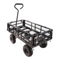 thumbnail image 5 of KOFUN 600 Lbs Heavy Duty Steel Garden Cart, Outdoor Metal Yard Utility Wagon Carts with 10" Tires and Mesh Removable Sides (Convert to Flatbed) and 180°Rotating Handle, Black, 5 of 8