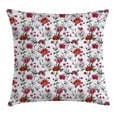 thumbnail image 1 of Flower Throw Pillow Cushion Cover, Romantic Magnolia and Chrysanths Moms Flowering Plants English Petals Design, Decorative Square Accent Pillow Case, 18 X 18 Inches, White Red Pink, by Ambesonne, 1 of 2