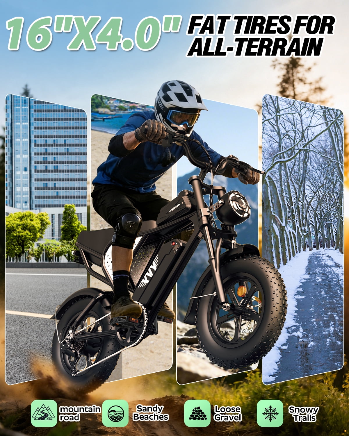 Bopzin Electric Bike for Adults, 2000W Peak Motor, 20"x4.0" Fat Tire, 48V/25Ah Battery, UL2849 E-Mountain Bike