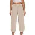 thumbnail image 5 of REALiKUN Womens Harem Pants Loose Fit Solid Color Cropped Pants Cinch Bottom Yoga Trousers Capri Leggings for Teen Girls, 5 of 8
