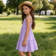 thumbnail image 5 of SGFCWSX Girls Summer Dresses Spaghetti Strap Square Neck Ruffle Tiered with Pockets Casual A-Line Teens Daily Wear Dress Purple Size 13 Years, 5 of 8