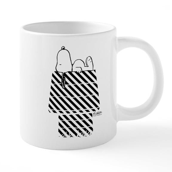 CafePress - Snoopy On House Stripe Blac - 20 Oz White Ceramic Mega Mug
