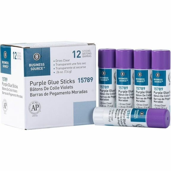 Business Source BSN15789 0.26 oz Purple Glue Sticks, Pack of 12