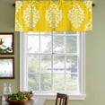 thumbnail image 3 of Baroque Yellow Curtain Valances for Windows, Kitchen Valance Window Treatments Panel 2 Pack, Vintage Damask Classic Floral Rod Pocket Short Curtains for Bathroom Bedroom 42 x 18 Inch, 3 of 8