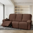 thumbnail image 2 of CHOK Housse Extensible pour Fauteuil Inclinable en Seersucker 2024 4 Pcs style Campagnard Fauteuil Inclinable Housse de Protection Simple pour Meubles de Maison Lavable Durable 1 Place/amande, 2 of 7