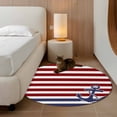 thumbnail image 2 of Round Rugs 3Ft, Anchor Red Round Area Rug Washable Indoor Throw Carpet, Modern Navy Blue White Striped Nautical Small Non Slip Circle Rug for Bedroom Living Room Home Decor Aesthetic, 2 of 8