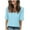 Light Blue, variant on Dezsed Womens Tops Summer 2025 Casual Shirts Fashion Loose Cute T Shirt 1/2 Sleeve Tops Solid Basic Blouses Green XL
