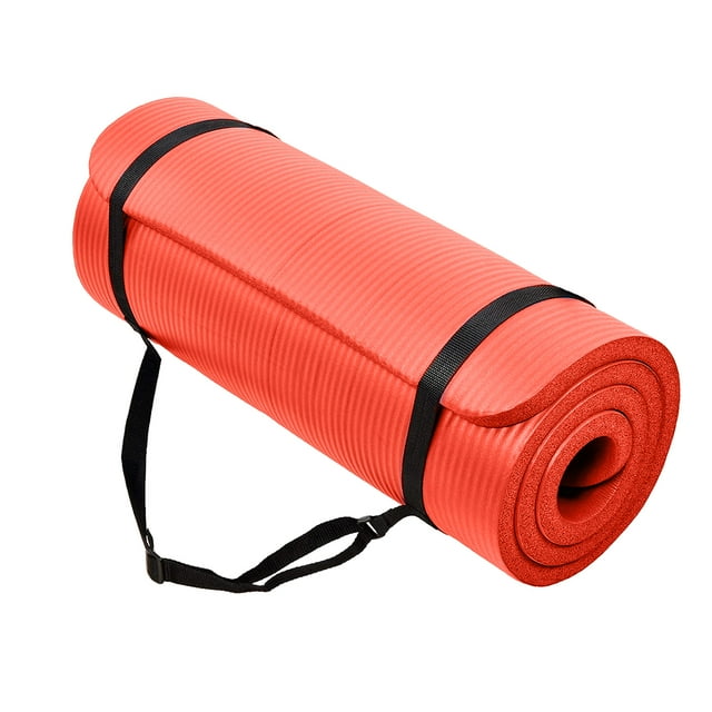 BalanceFrom GoCloud 71x24 Inches Extra Thick Yoga Mat 1-Inch High-Density Foam, Red