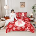 thumbnail image 4 of Homewish Xmas Snowman Snowflake 3 Pieces Queen Comforter Set for Children Boys Girls,Merry Christmas Ultra Soft Bedding Sets,Happy New Year Bedding Comforter Set Breathable,Microfiber Bedroom Decor, 4 of 8