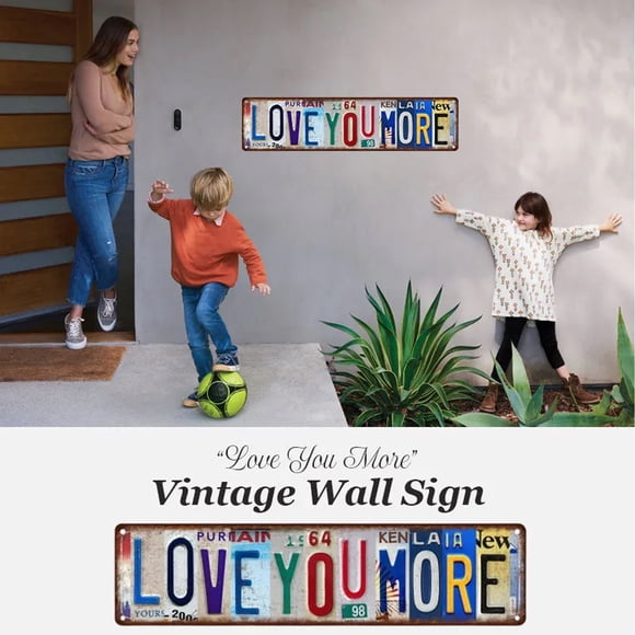 Décor Mural « Love You More » Romantique Vintage en Fer, Décorations pour la Maison, Décor Rustique de Style Ferme, Chambre, Salon, Panneau Mural Suspendu pour Couples, Cadeau d'Anniversaire, Cadeau de Pendaison de Crémaillère
