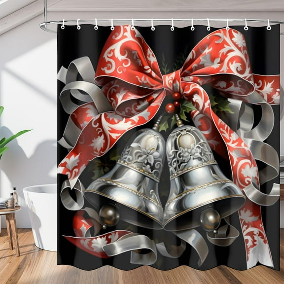 The Christmas Fun Style Shower Curtain for Bathroom Shower Curtain Set with 12 Hooks Waterproof Fabric Bath Curtain for Bathtub Restroom Decor, 72 X 72 in