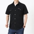thumbnail image 3 of Migroa Mens Short Sleeve Button Down Shirts Work Casual Button up Relaxed Fit Summer Shirt with Two Pockets Black L, 3 of 4