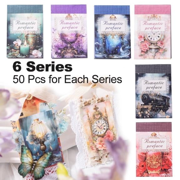 300 Pcs Vintage Washi Sticker Book Set, Scrapbook Supplies for Junk Journals, DIY Crafts, and Aesthetic Decorations, with Storage Organizer