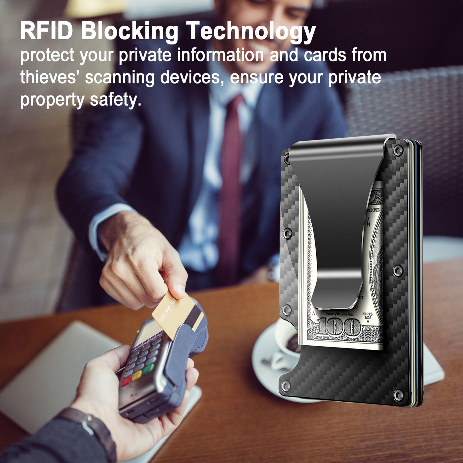 Mens RFID Blocking Slim Money Clip Wallet ID Credit Card Holder Thin Minimalist 