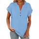 thumbnail image 1 of Blusas para las Mujeres Casual Verano Botón Sólido Camisa V-Cuello Blusa Suelta, Camiseta de Lino de Algodón para Acampar Al Aire Libre Y Uso Diario, Estilo Vintage, 1 of 9