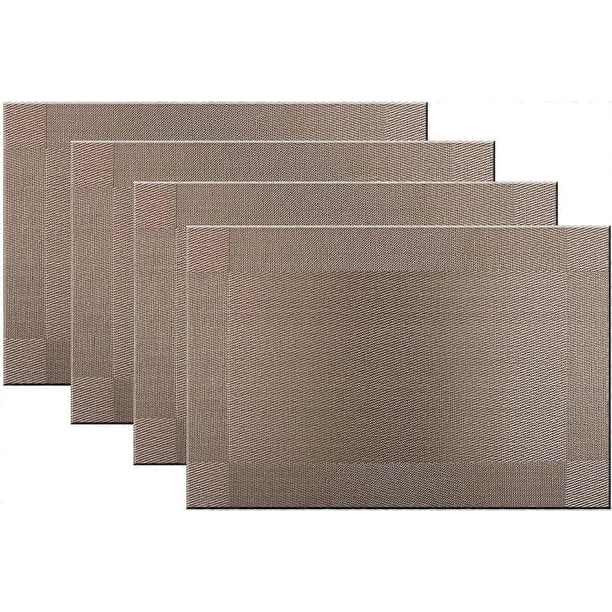 Set of 4 PVC Placemats Washable Plastic Easy Clean for Kitchen Table Stain Resistant Woven Vinyl 12" x 18