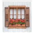 thumbnail image 3 of Ambesonne Boho Shower Curtain, European Rustic Shutters, 69"Wx75"L, Brown White Red, 3 of 5