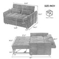 thumbnail image 2 of Harper & Bright Designs Convertible Tufted Sleeper Sofa Bed with Adjustable Backrest, Chenille Pull-Out Bed with USB Charging Ports, Loveseat with Pull Out Bed for Apartments Small Spaces, Beige, 2 of 20