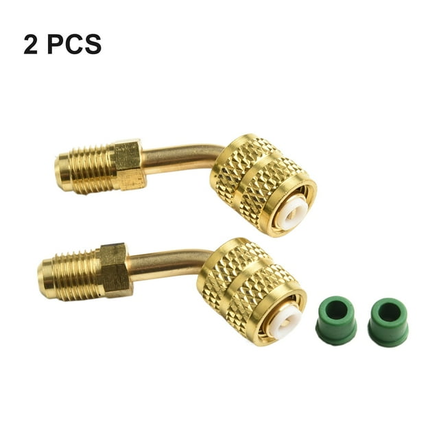 2 PCS R410A Adapter 5/16 SAE Female Quick Couplers to 1/4 SAE Male Flare Brass