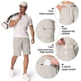 thumbnail image 5 of POENTAB Hiking Cargo Shorts For Men Summer Casual Outdoor Safari Work Golf Shorts with Zipper Pockets Light Khaki, 5 of 9