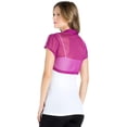 thumbnail image 5 of Fashion Secrets Women's Short Sleeves Sheer Chiffon Bolero Shrug Short Cardigan (Large, Magenta), 5 of 5