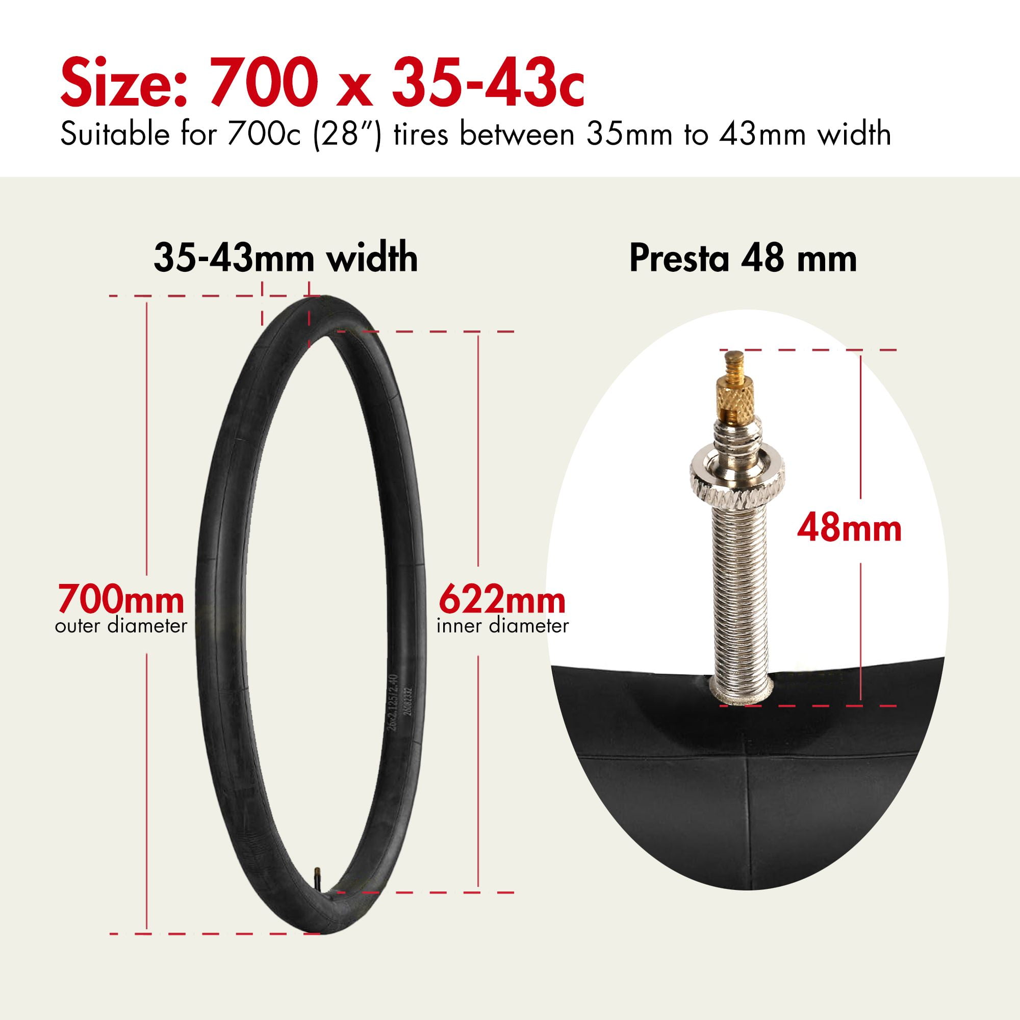 Bike Tubes 700X35-43c Road Bike Inner Tubes Bicycle Tyres Tire