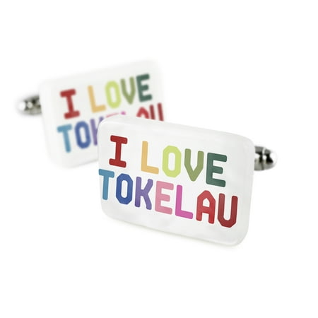 Cufflinks I Love Tokelau ,ColorfulPorcelain Ceramic NEONBLOND