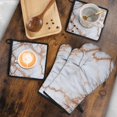 thumbnail image 5 of White Rose Gold Marble Pattern Kitchen Oven Mitt and Pot Holder Sets 2 Pcs for Baking, Cooking and Grilling, Heat Resistant Up To 392 °F, 5 of 7