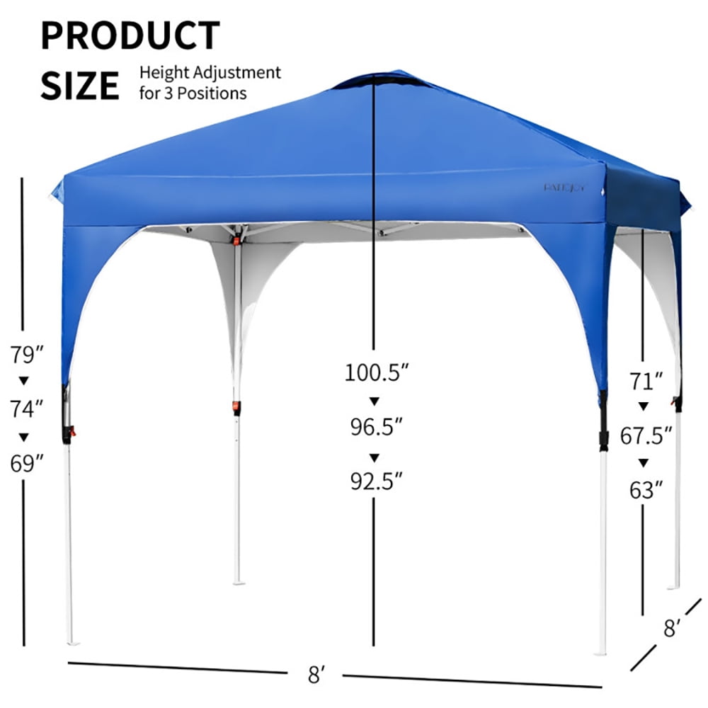 Aimee Lii 8 x 8 Feet Outdoor Pop Up Tent Canopy Camping Sun Shelter with Roller Bag, Backyard Canopy Gazebo, Blue Aimee Lii 8 x 8 Feet Outdoor Pop Up Tent Canopy Camping Sun Shelter with Roller Bag, Backyard Canopy Gazebo, Blue